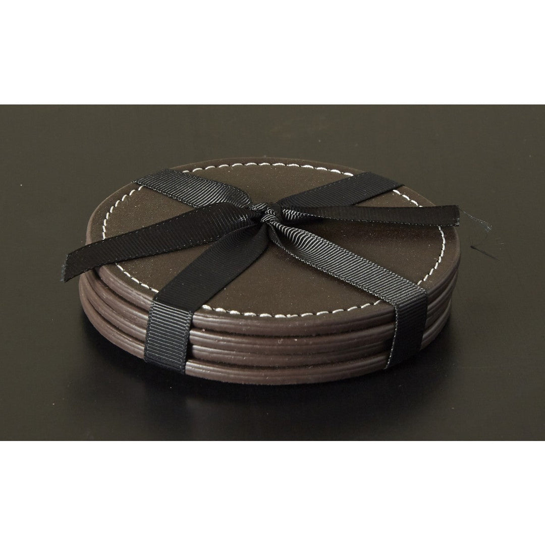 Dacore – Untersetzer rund, 4 Stück, Ø 10 mm, PU-braun