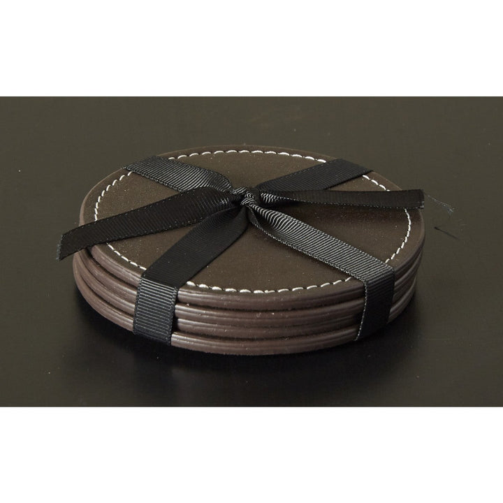 Dacore – Untersetzer rund, 4 Stück, Ø 10 mm, PU-braun