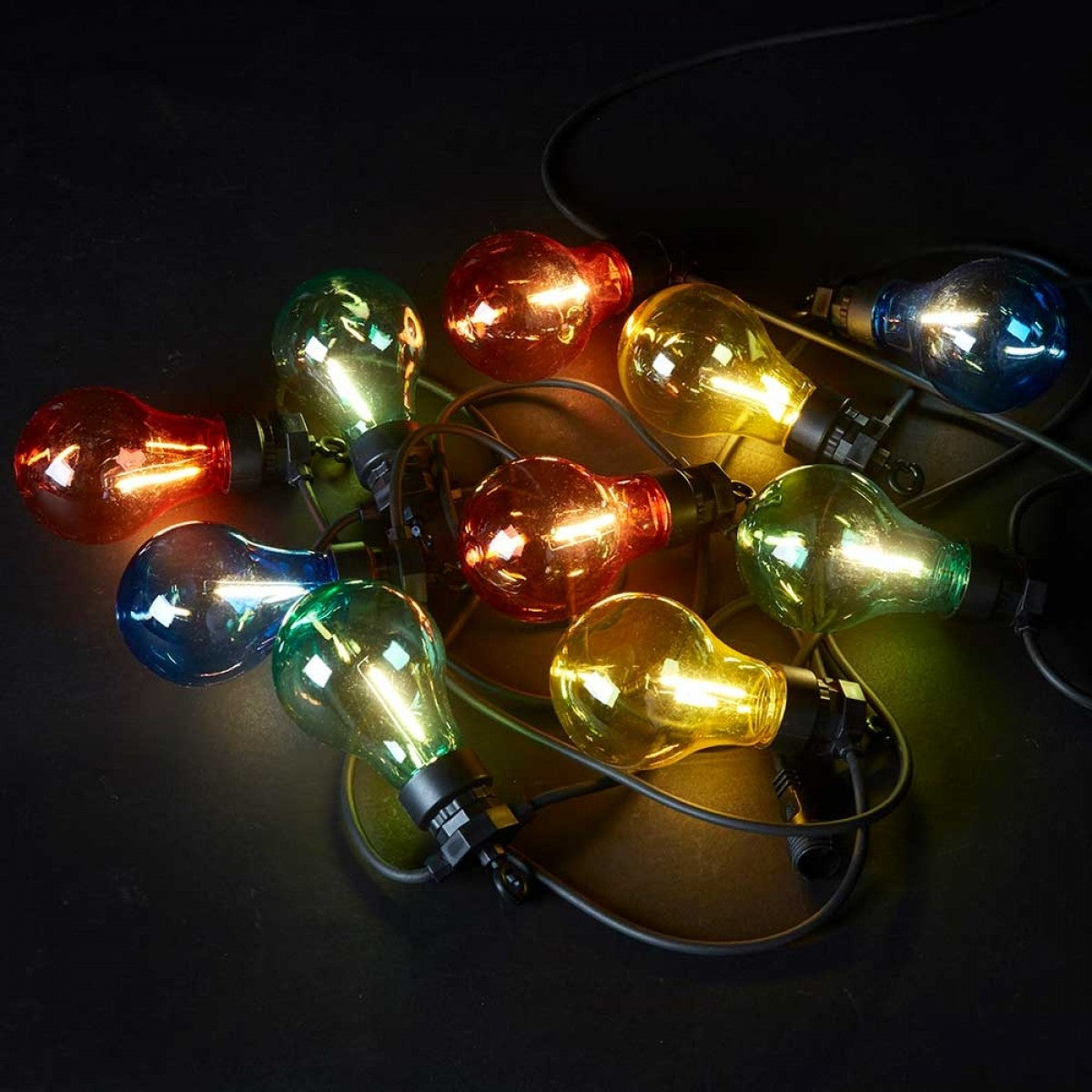 Party-Lichterkette mit 10 zusätzlichen LED-Lampen, IP44-Adapter, farbig