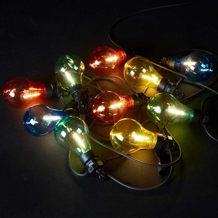 Party-Lichterkette mit 10 zusätzlichen LED-Lampen, IP44-Adapter, farbig