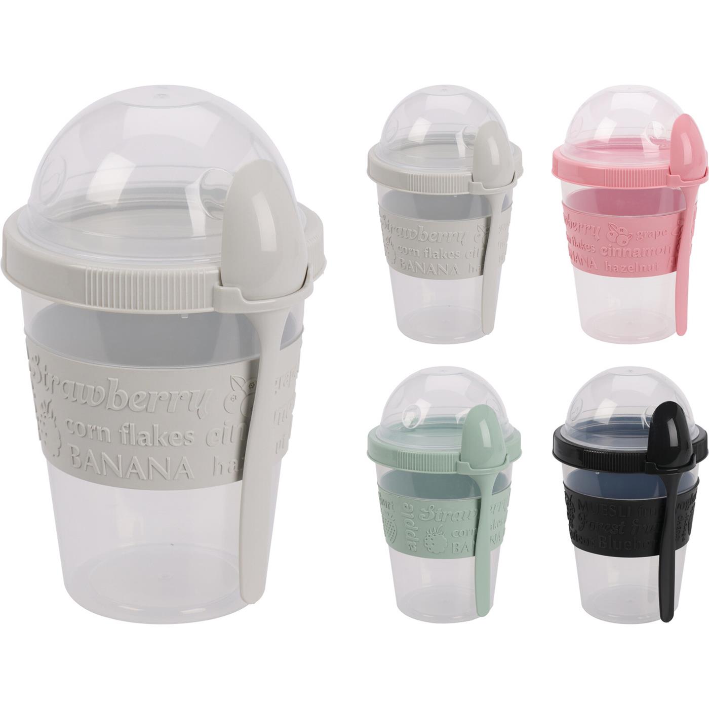 Joghurtbecher mit Löffel – 600 ml – 4 verschiedene Farben