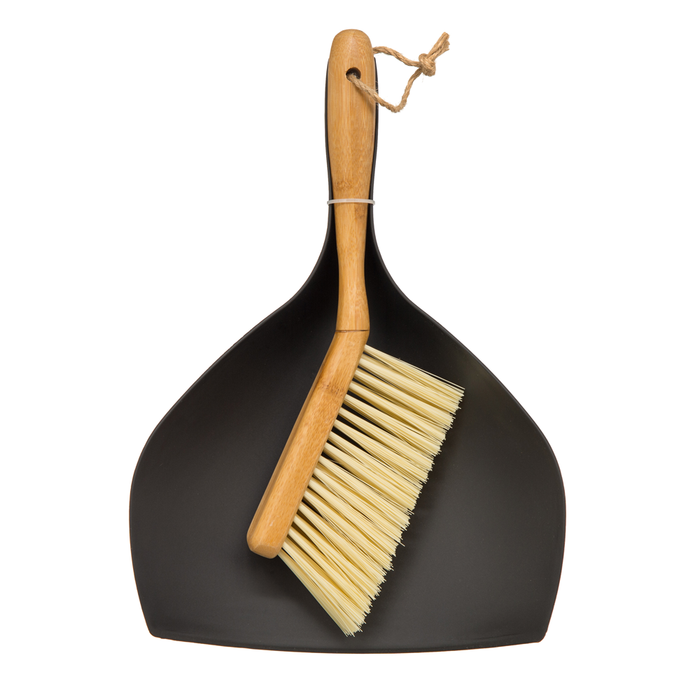 MAKU Besenablage-Set Bambus/schwarzer Kunststoff