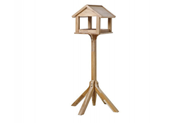 Cinas - Vogelhuisje van teakhout met standaard B 34 x D 40 (x H 35) x H 130 cm