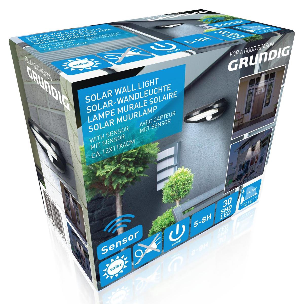Grundig Solar-Wandleuchte 12x11x4 cm 2 Stück