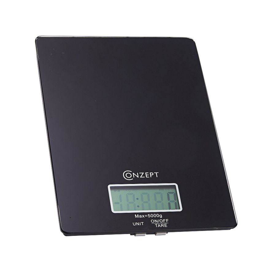 Conzept - Küchenwaage aus schwarzem Glas - 5 kg