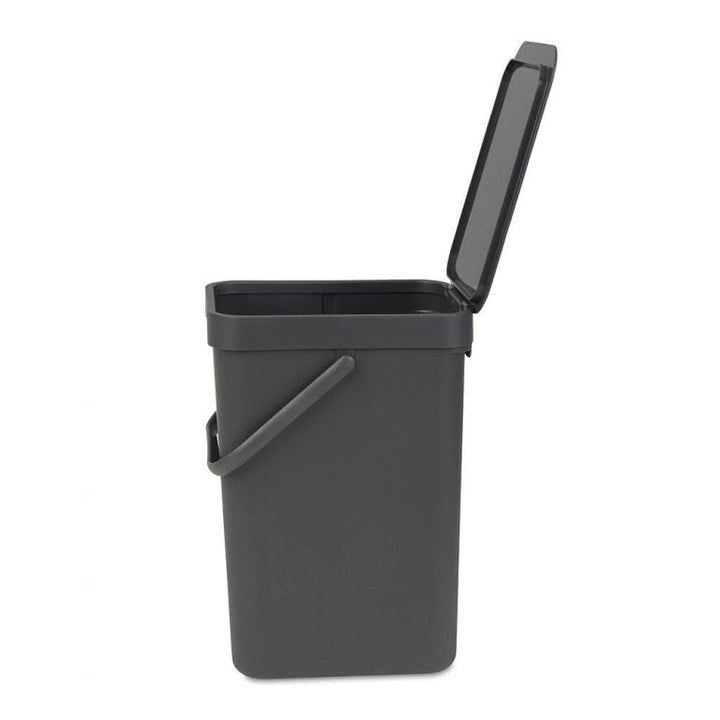 Brabantia - Abfalleimer mit Deckel, schwarz, 12 Liter, grau