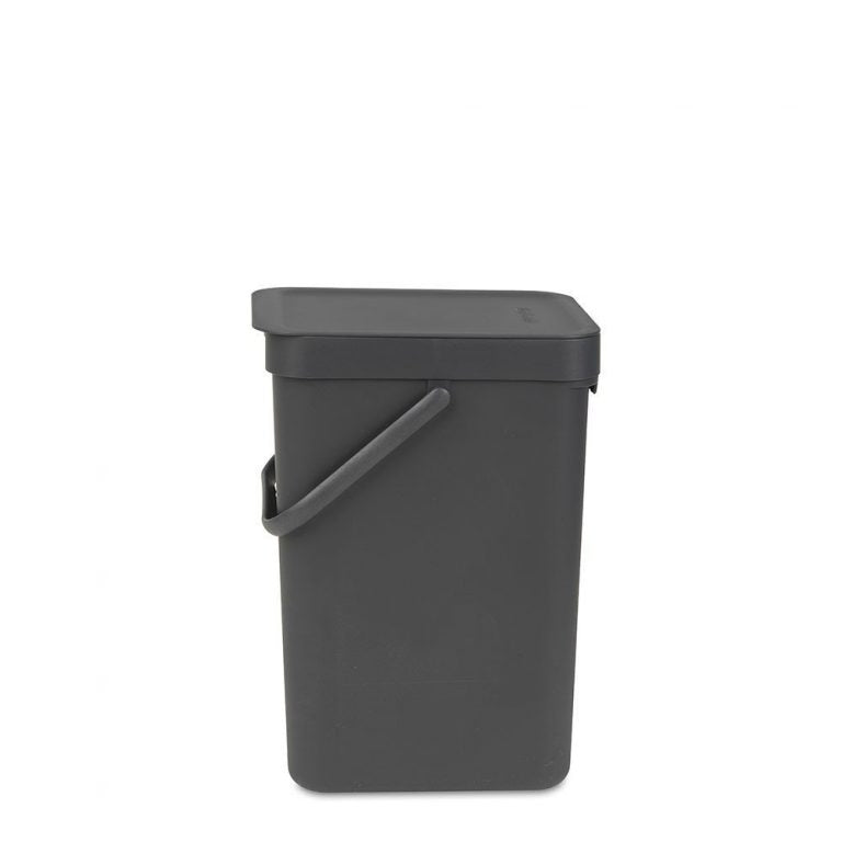 Brabantia - Abfalleimer mit Deckel, schwarz, 12 Liter, grau