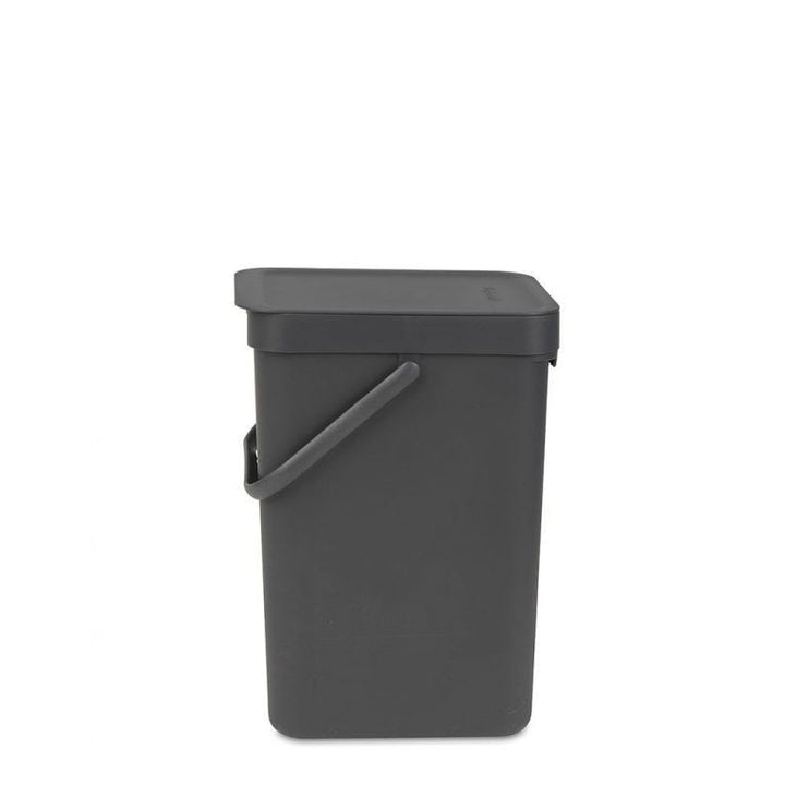 Brabantia - Abfalleimer mit Deckel, schwarz, 12 Liter, grau