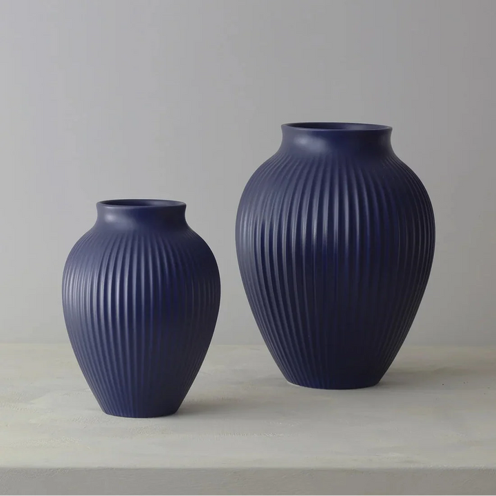 Knabstrup - Vase 27 cm ripple matt dunkelblau