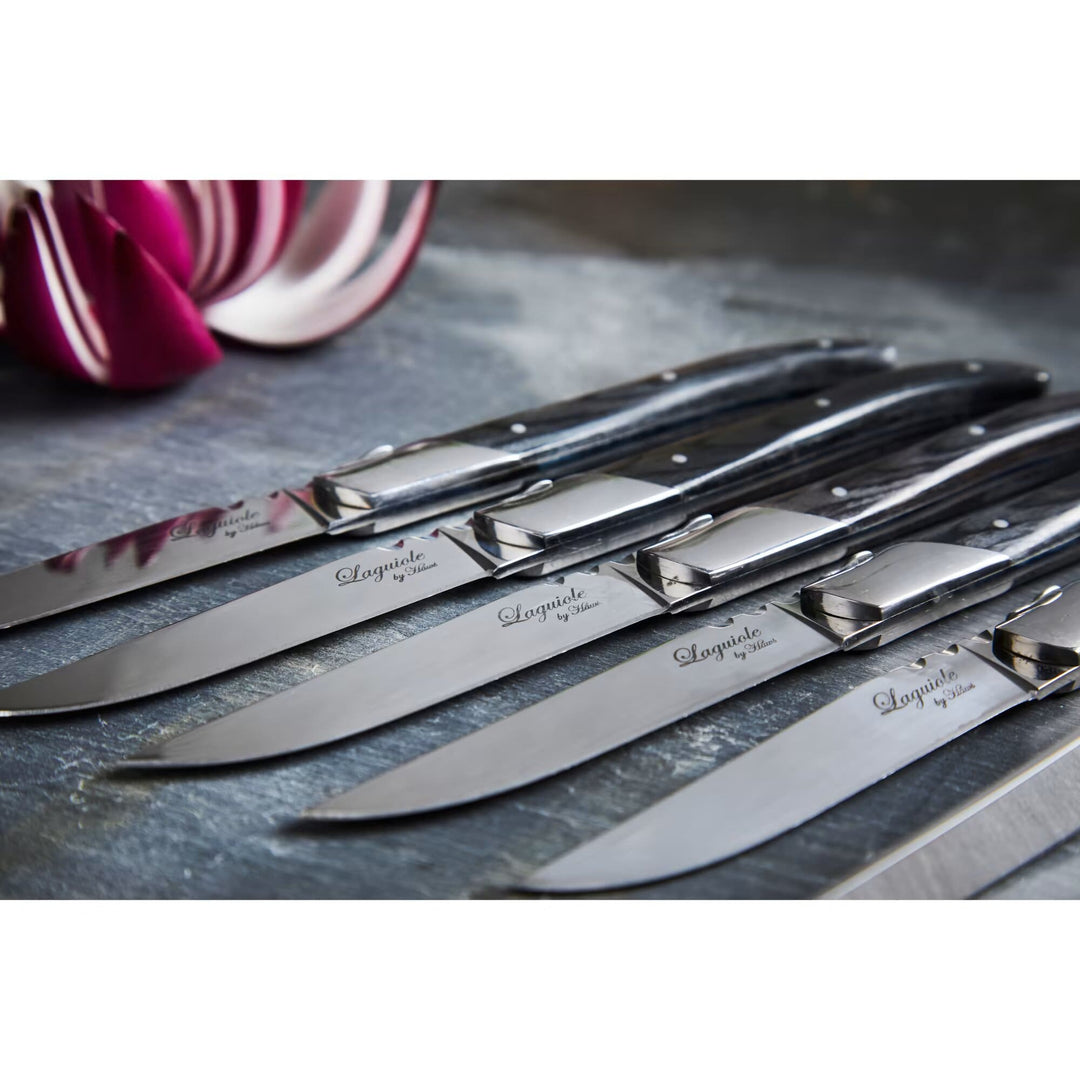 Laguiole by Haws – Steakmesser, 6-teilig – Schwarzes Ebenholz