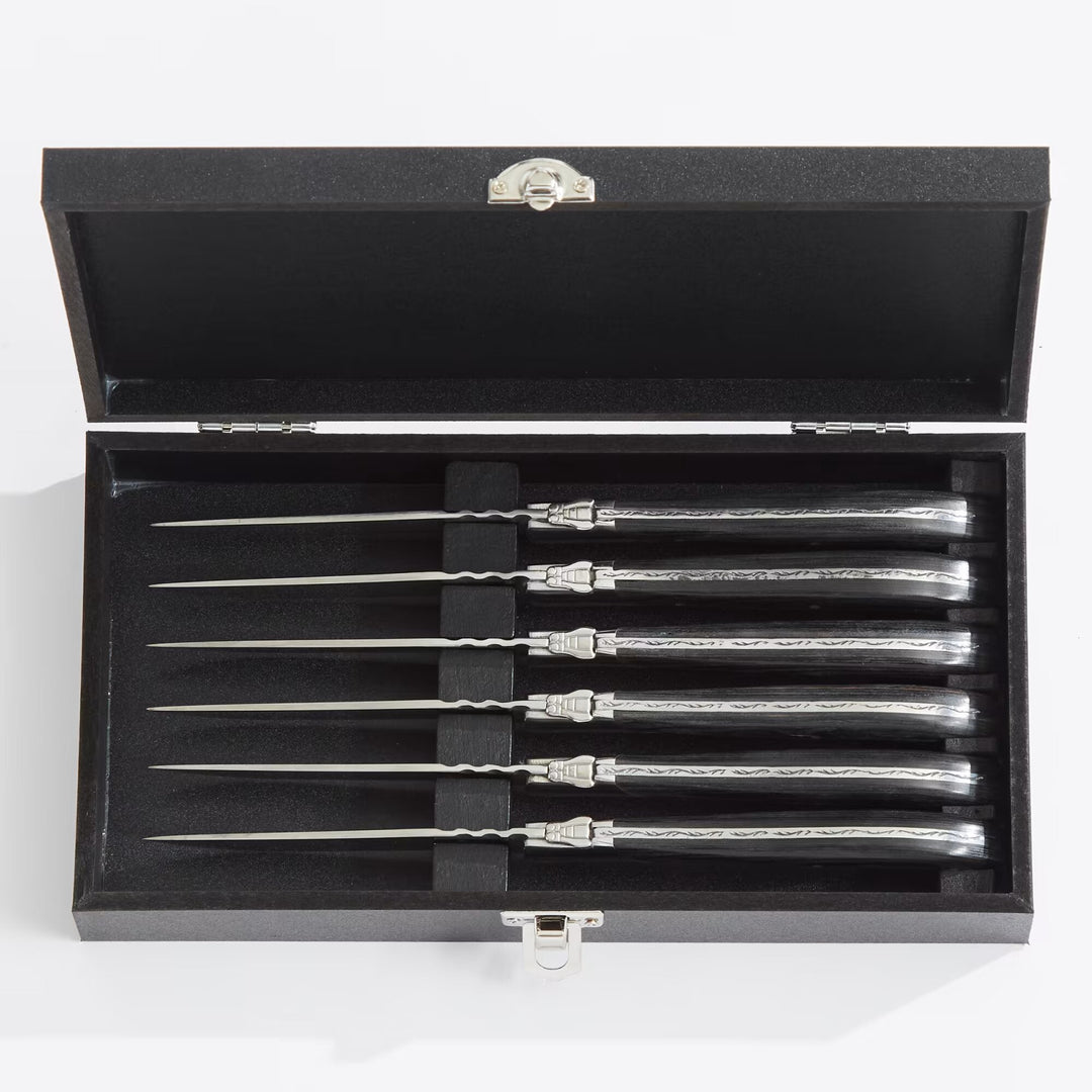 Laguiole by Haws – Steakmesser, 6-teilig – Schwarzes Ebenholz