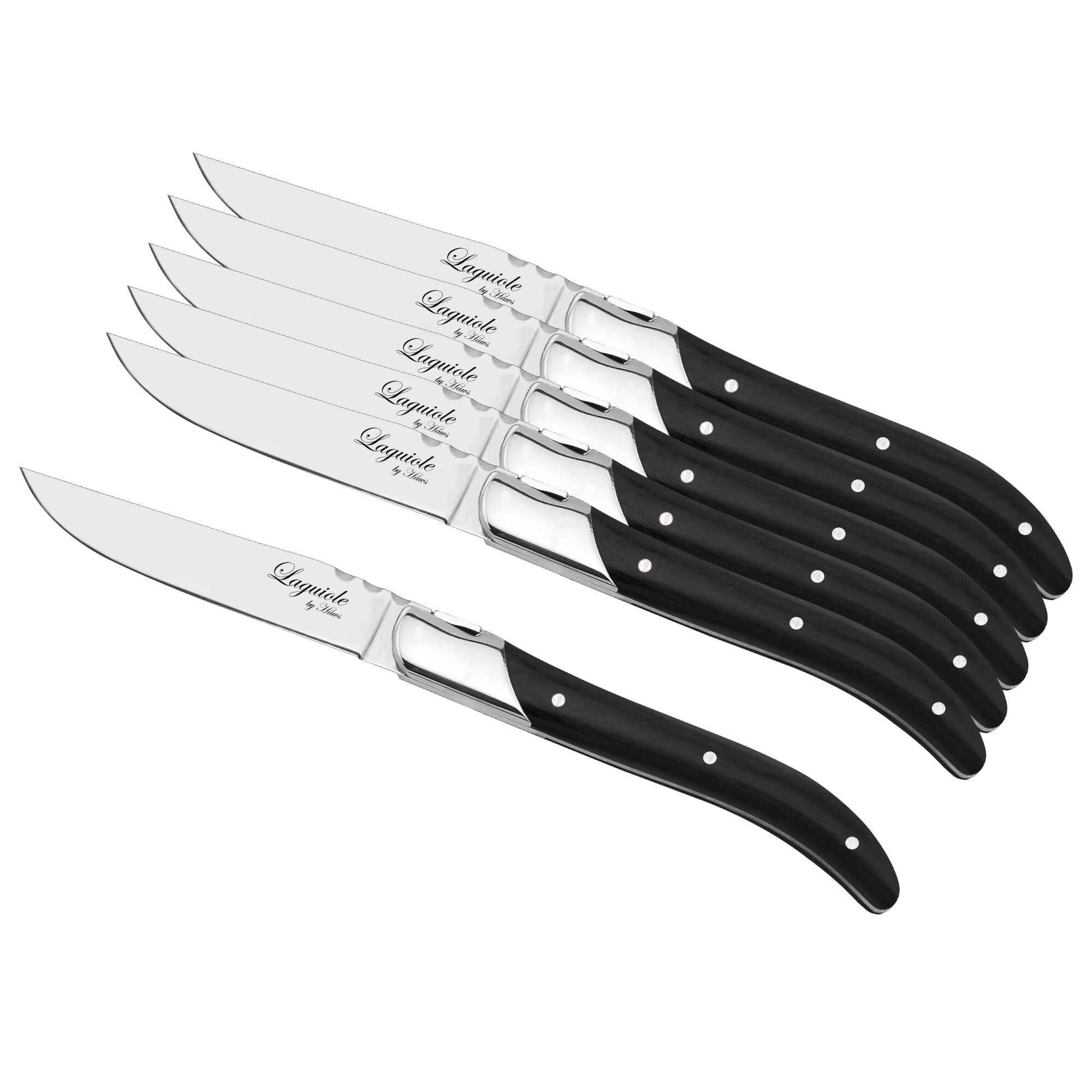 Laguiole by Haws – Steakmesser, 6-teilig – Schwarzes Ebenholz