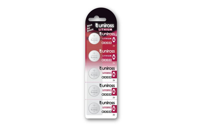Uniross Lithium-Knopfzelle CR2032 3V - 5er-Pack