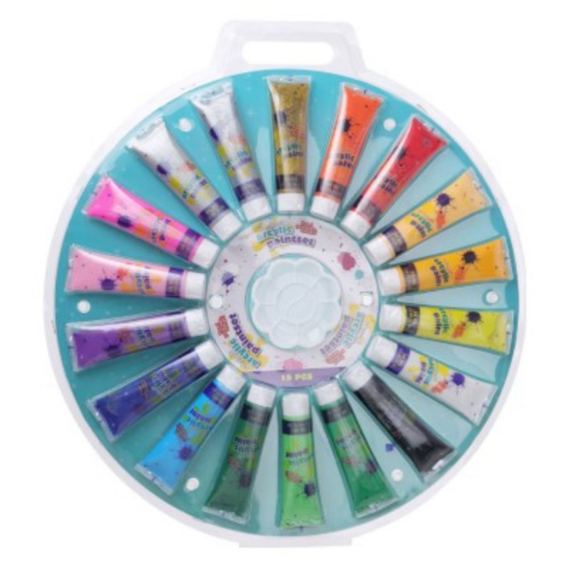 Acrylfarben-Set mit 18 Teilen und Palette