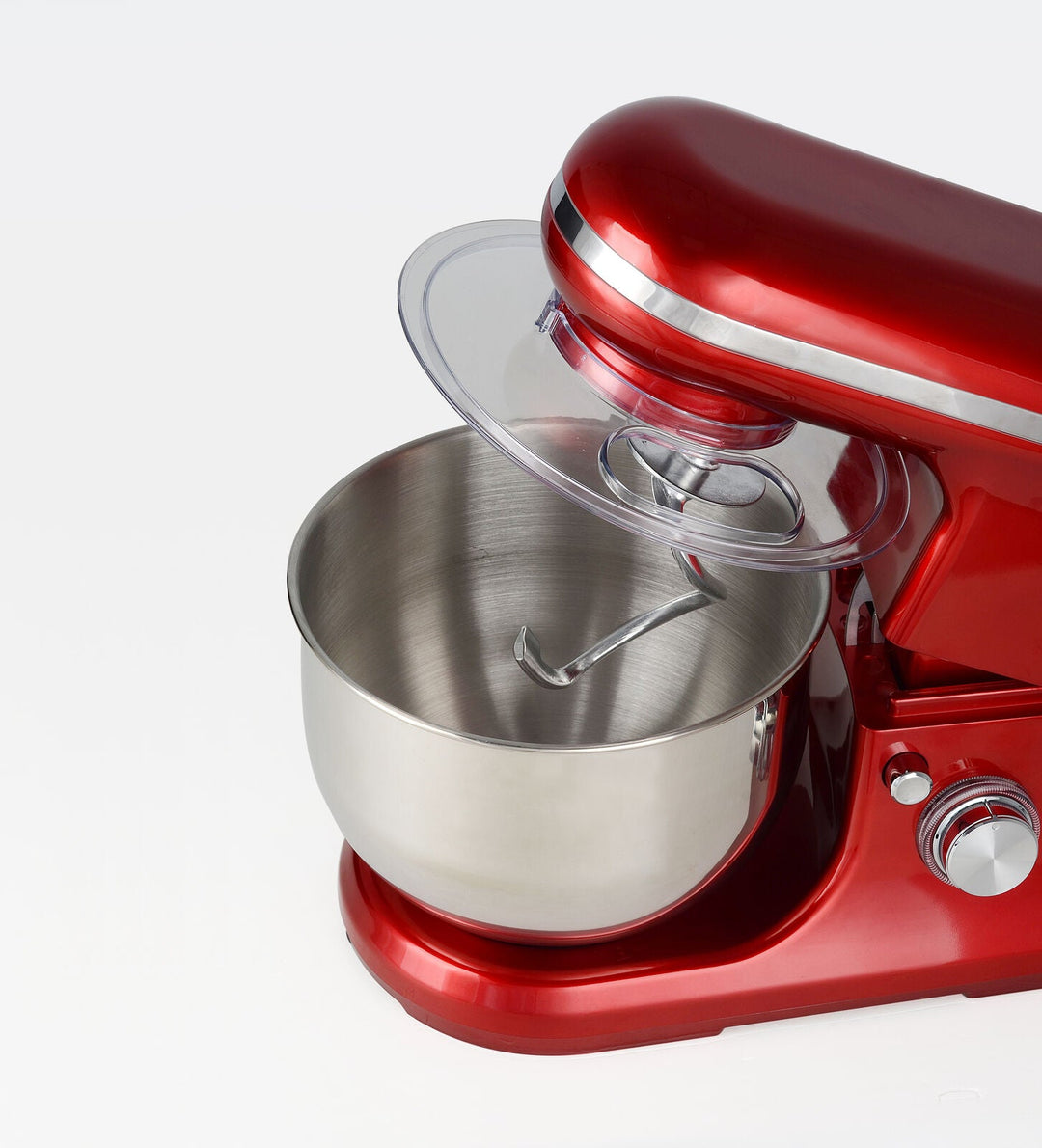 Haws – Küchenmaschine, 5-Liter-Edelstahlschüssel, 6 Geschwindigkeitsstufen, 3 Haken, 1200 W, rot