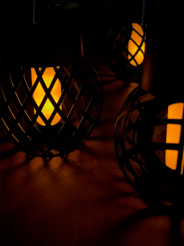 Conzept Outdoor - Solarlampe mit Lochmuster und Flammeneffekt - LED 3 Stück.