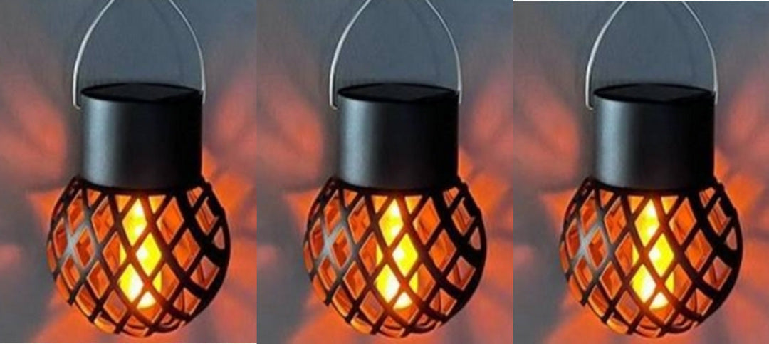 Conzept Outdoor - Solarlampe mit Lochmuster und Flammeneffekt - LED 3 Stück.