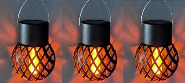 Conzept Outdoor - Solarlampe mit Lochmuster und Flammeneffekt - LED 3 Stück.