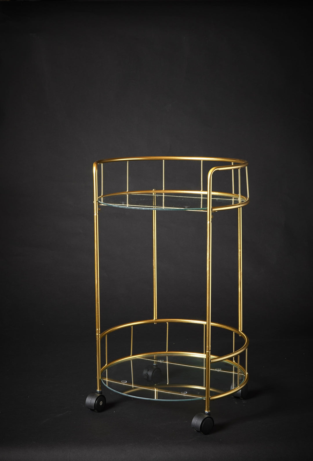 Bartisch mit Glasplatte Ø37,5 x H62 cm goldfarben