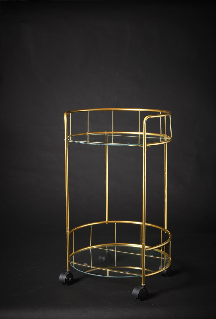 Bartisch mit Glasplatte Ø37,5 x H62 cm goldfarben