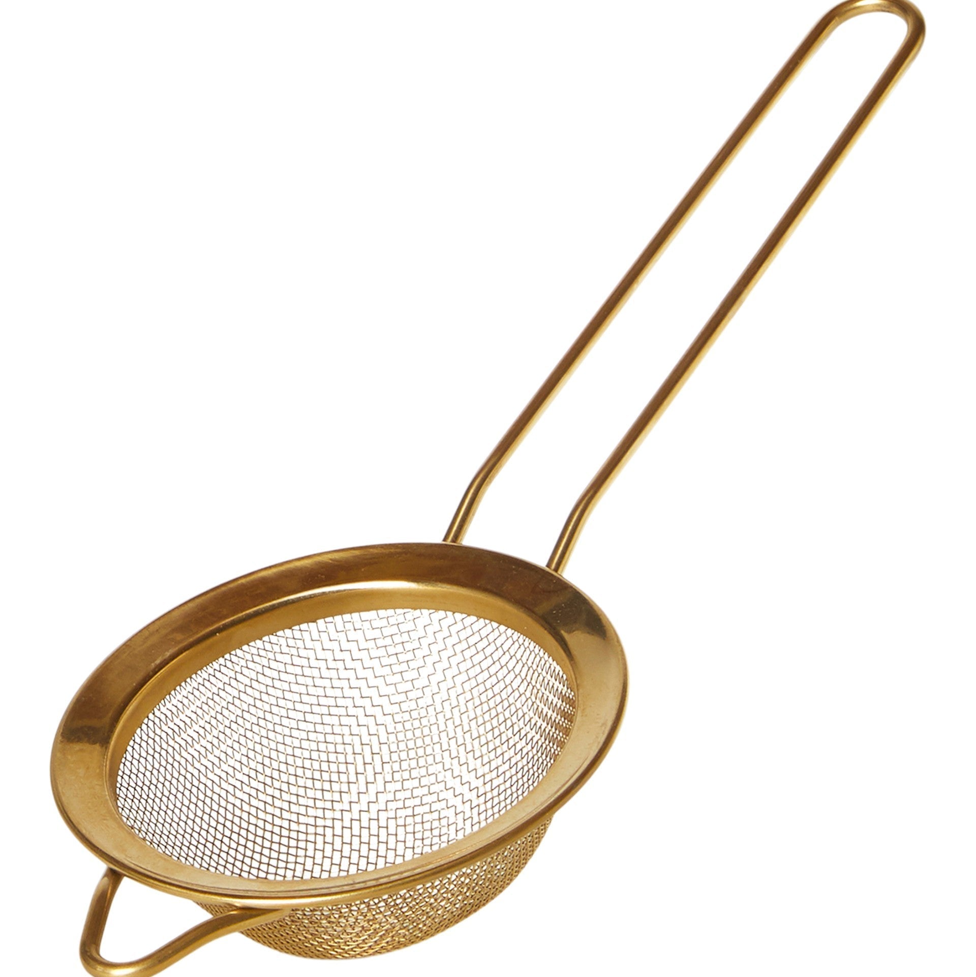 kleines Sieb - goldfarbener Edelstahl, 8 x 21 cm