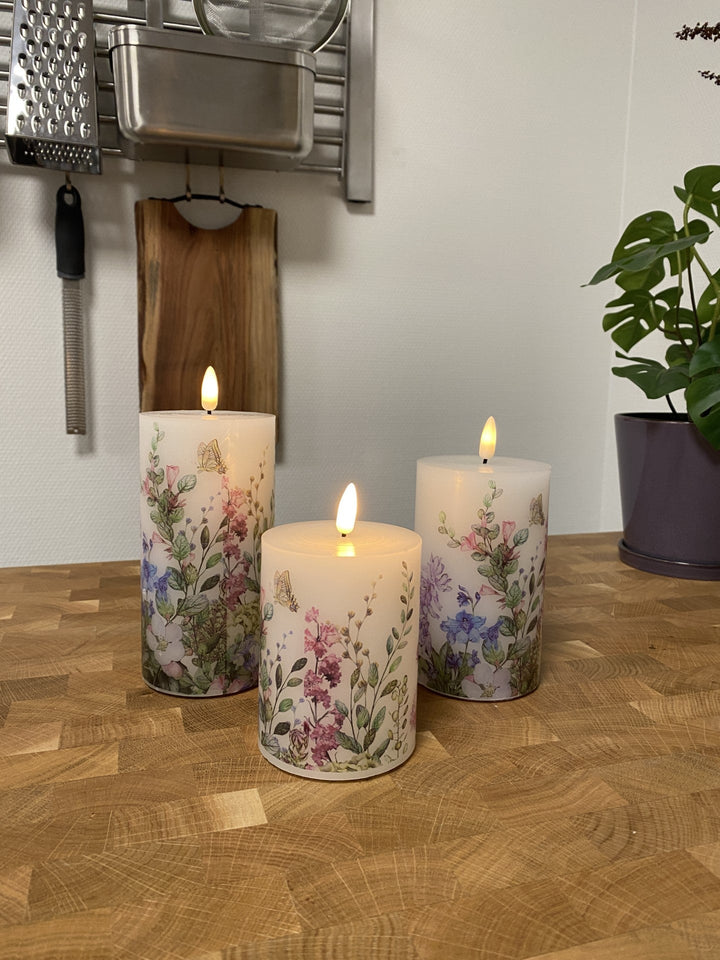 LED-Blockleuchten-Set, 3er-Pack, Flora-Motiv, mit Fernbedienung und Timerfunktion
