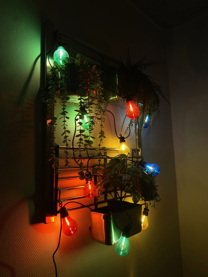 Party-Lichterkette mit 10 zusätzlichen LED-Lampen, IP44-Adapter, farbig