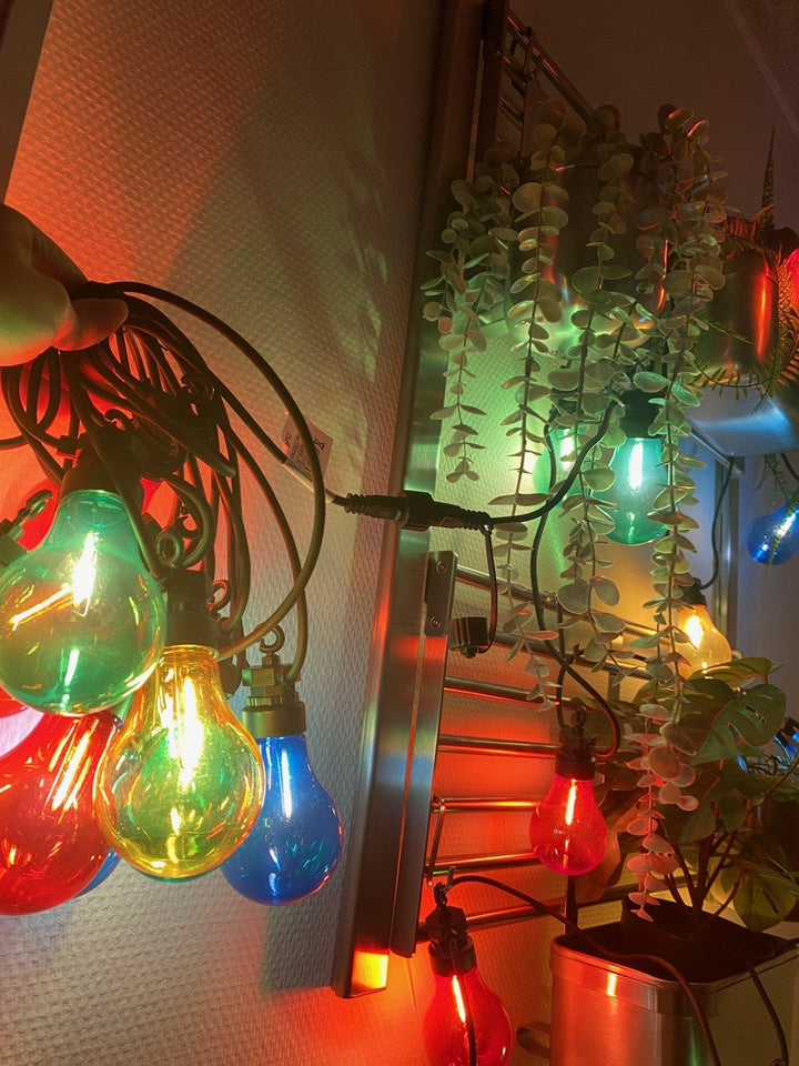 Party-Lichterkette mit 10 zusätzlichen LED-Lampen, IP44-Adapter, farbig