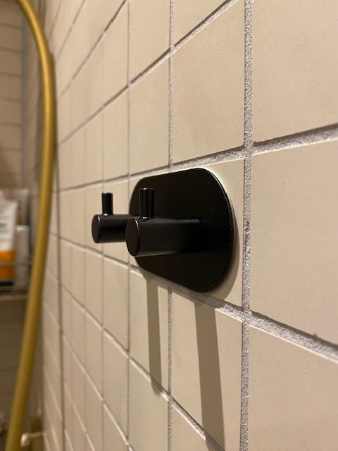 Doppelklebehaken aus Edelstahl, schwarz – 10 x 5 x 3 cm